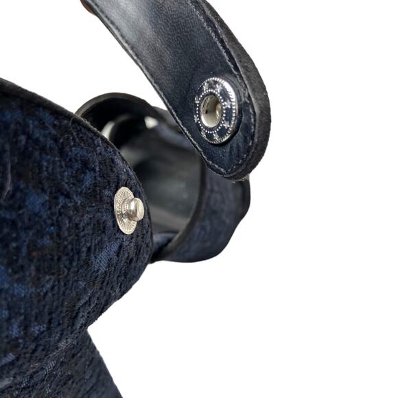 Zara Blue Open Toe Jacquard Heels Size 39 - Picture 3 of 6